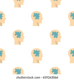 Head silhouette with jigsaw puzzle pattern seamless for any design vector illustration