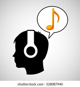 head silhouette listening music note vector illustration eps 10