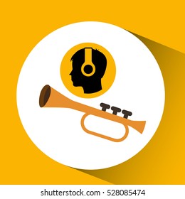 head silhouette listening music trumpet vector illustration eps 10