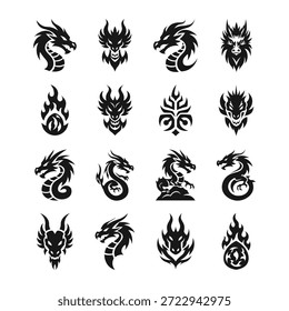 “Vector de Logo de Silueta de Cabeza de Dragón, Emblemas de Mascota de Fantasía”