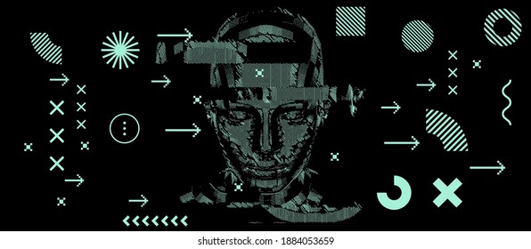 Head Silhouette Made Pixels Particles Vector Stock Vector (Royalty Free ...