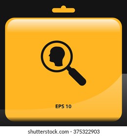 head silhouette in magnifier icon. vector illustration