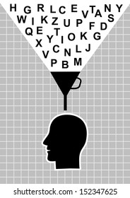   Head silhouette on abstract background  
