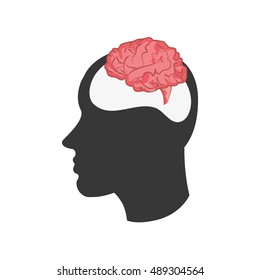 head silhouette profile and brain icon