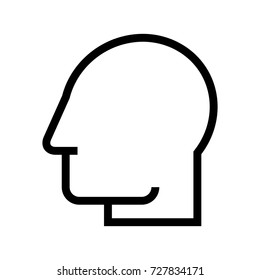Head silhouette, profile icon, vector avatar isolated on white background