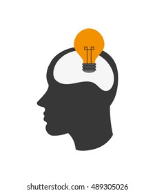 head silhouette profile and lightbulb icon