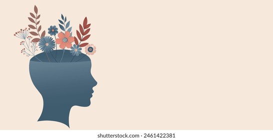 Head silhouette profile Mental health concept. Mood disorder.Campaign World mental health day. awareness. Metaphor bipolar disorder.Psychological problems.Emotional burnout.OurMindsMatter