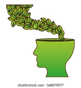 head silhouette profile thinking eco friendly related icons image vector illustration design 