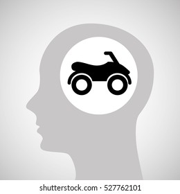 head silhouette quad bike extreme sport vector illustration eps 10