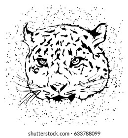 Head silhouette of snow leopard vector illustration