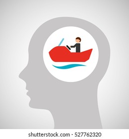head silhouette water bike extreme sport vector illustration eps 10