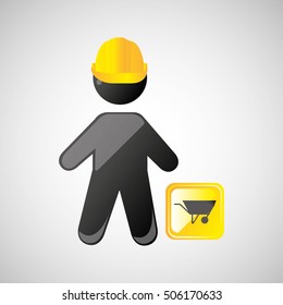 head silhouette wheelbarrow icon vector illustration eps 10