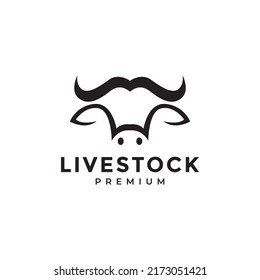 head simple isolated cow or buffalo logo design vector graphic symbol icon illustration creative idea