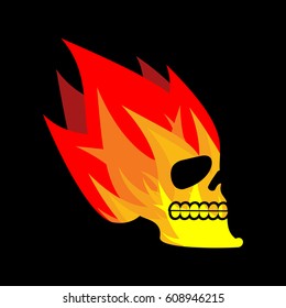 Head skeleton flame. flaming skull tattoo sign
