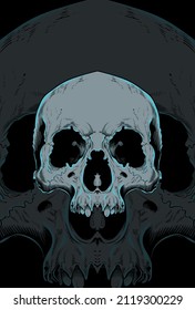 Head skull artwork vector illustration