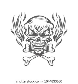 head skull with bone vector illustration