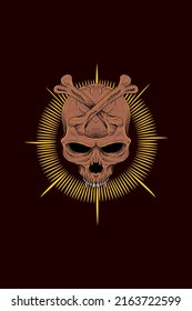 Head skull with bones vector illustration