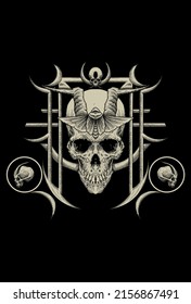 Head skull and cockroach queen temple artwork illustration