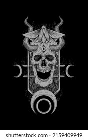 Head skull and cockroach queen temple artwork illustration