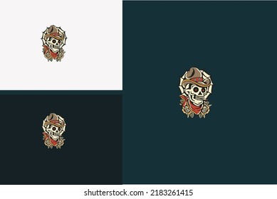 head skull cowboy vector illustration design