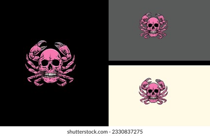 head skull and crab vector mascot design