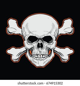 Head Skull With Crossbones in the black background