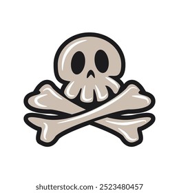 head skull crossbones pirate vector cartoon halloween illustration in vintage cute style, work of hand drawn