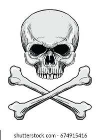 Head Skull With Crossbones in the white background