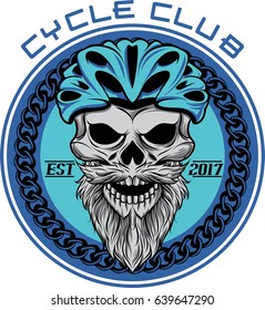 head skull with cycle helmt