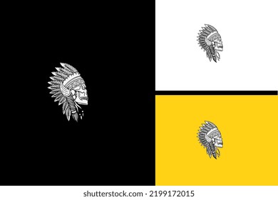 head skull etnic vector line art design