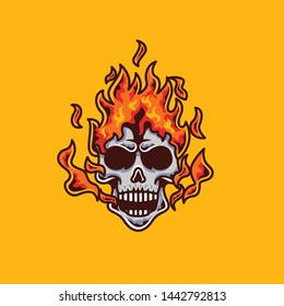 head skull fire mascot and esport gaming logo