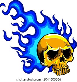 Head skull fire vector illustration design art