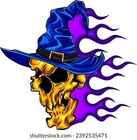 Head skull fire vector illustration