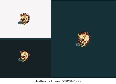 diseño de ilustraciones del vector de cráneo y llama
