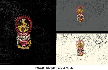 head skull and flames vector mascot design