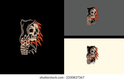 head skull with flames vector tattoo design