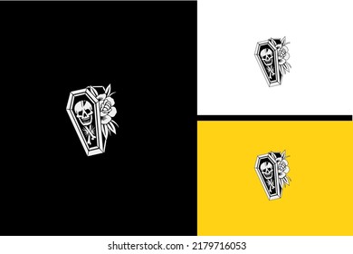 head skull and flower vector black and white