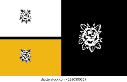 head skull and flowers vector line art design