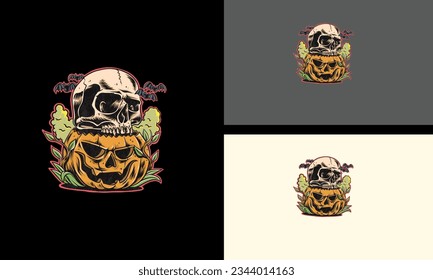 head skull and  halloween vector mascot design
