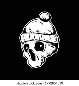 cráneo de cabeza con logotipo de sombrero
