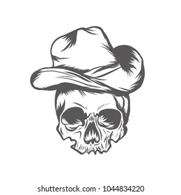head skull with hat vector illustration