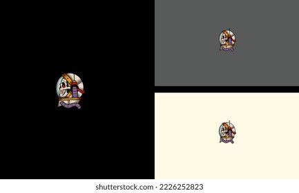 head skull with helmet vector illustration mascot design