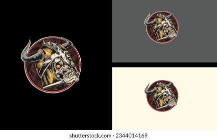 head skull and horn vector mascot design