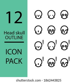 Head skull icon pack, eps 8