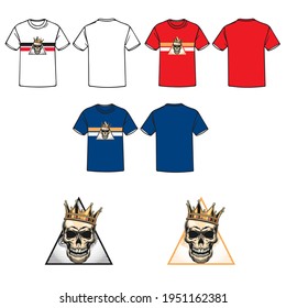 Head skull and illuminati t shirt different color design