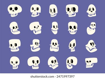 Head Skull Illustration Element Set