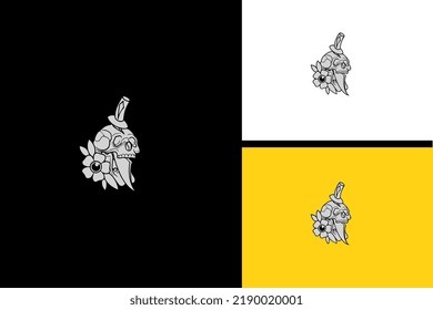 head skull and knife vector black and white