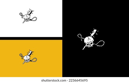 head skull and knife vector outline design