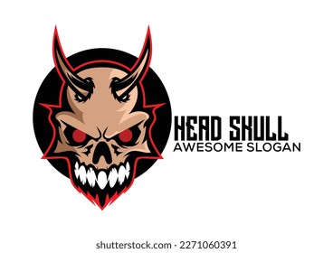 head skull logo gaming esport design mascot