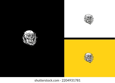 head skull and mouse vector illustration line art